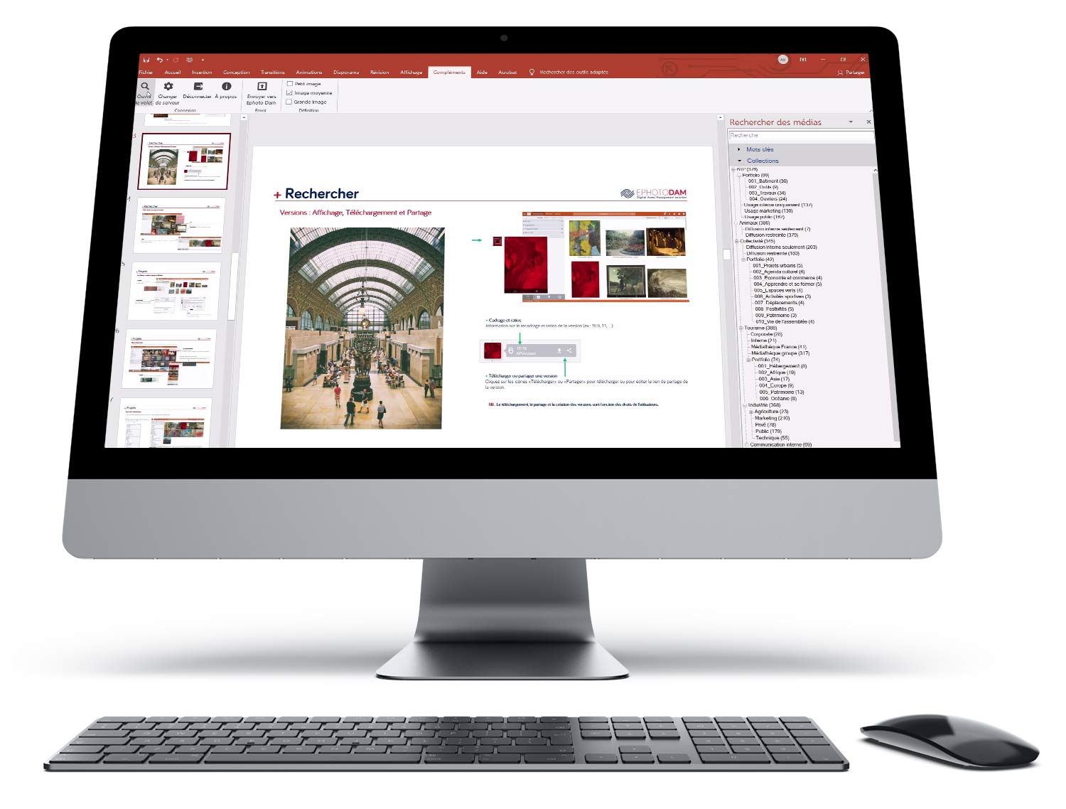 Apple iMac computer showing a capture of the Office Suite with Ephoto Dam