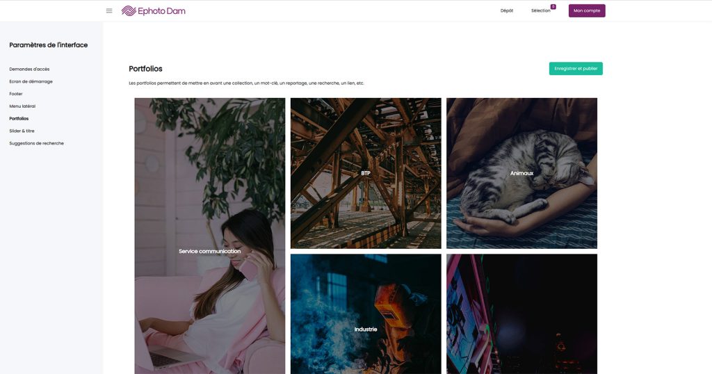 Ephoto Dam Front Office interface