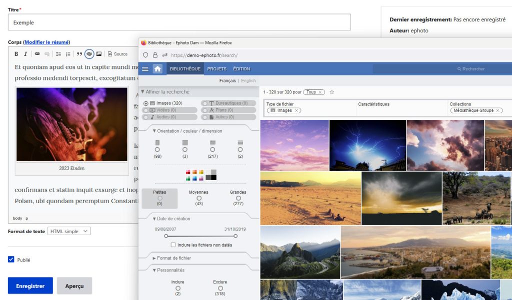 Screenshot of the Drupal 10 interface showing a new feature