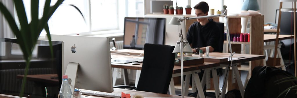 Single person in an open-plan office