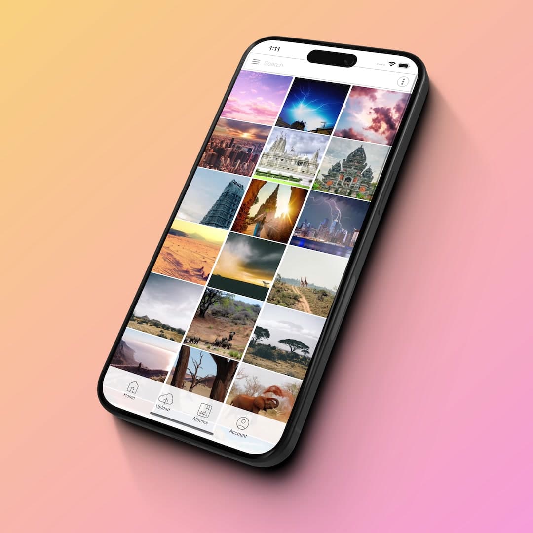 Iphone with the Ephoto Dam mobile application interface