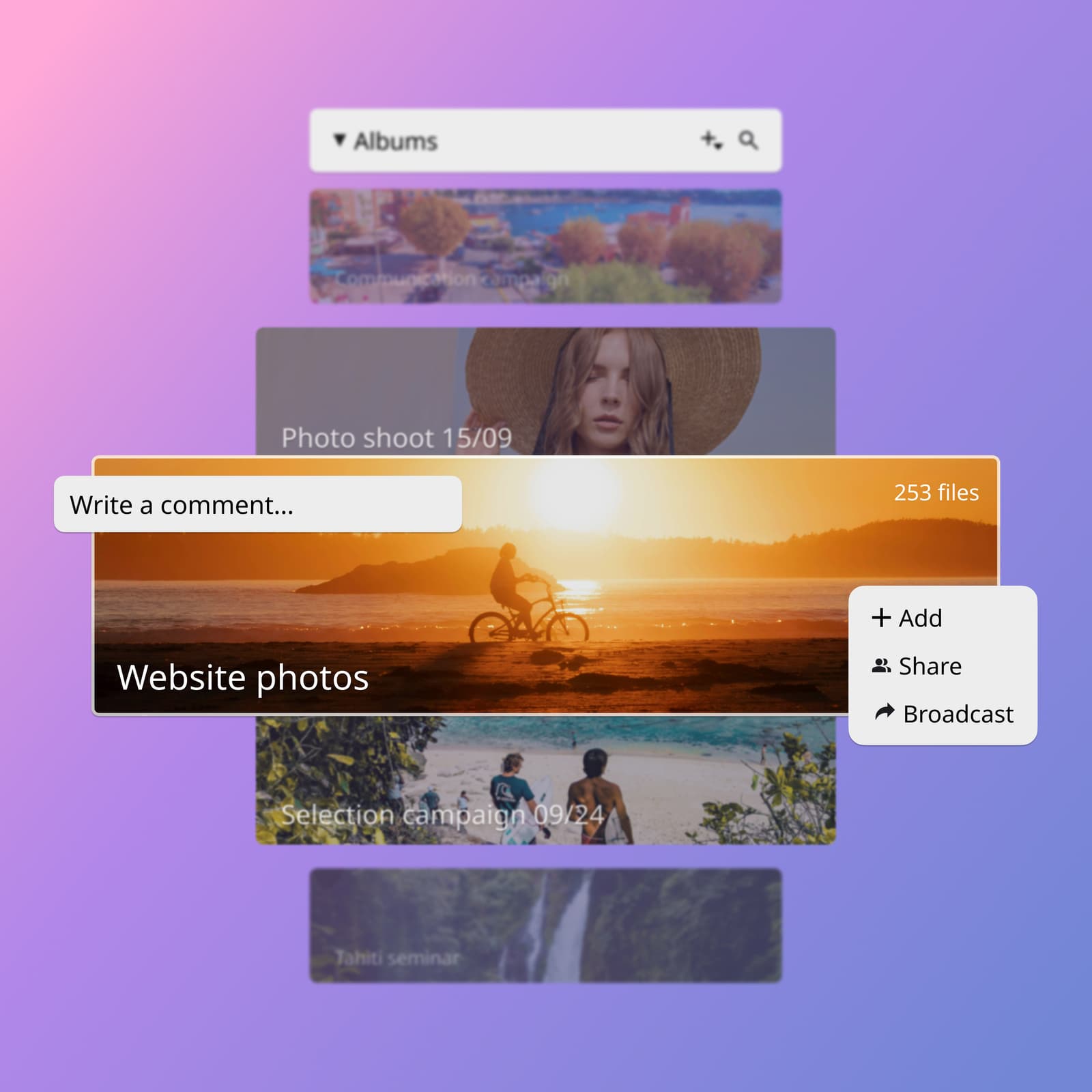 Intuitive creation of media albums in Ephoto Dam, a powerful digital asset management solution for businesses and professionals.