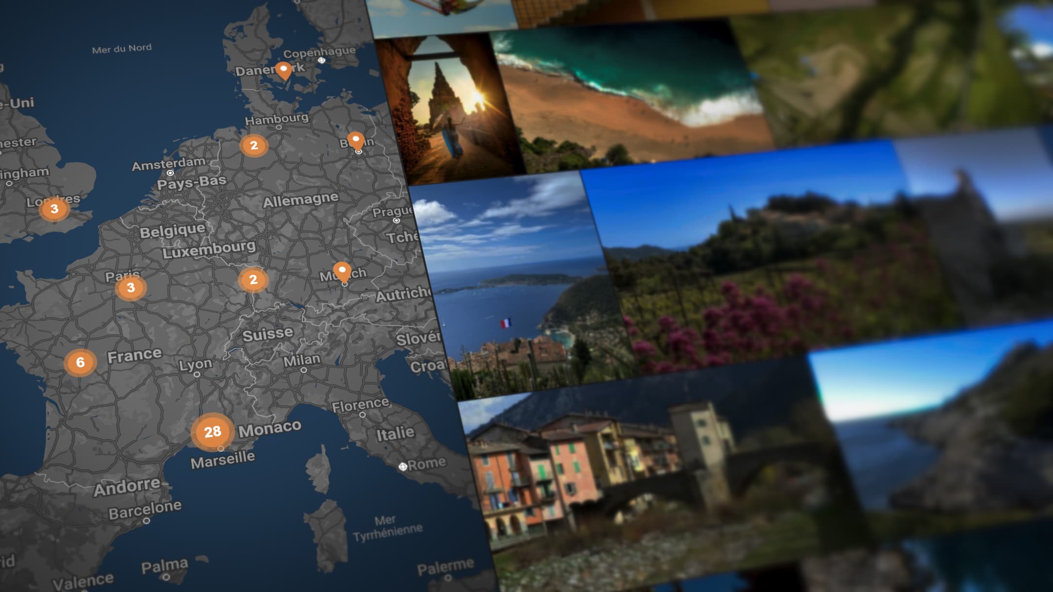 Interface for the Ephoto Dam digital asset management solution, showing the location of media with a Maps map.