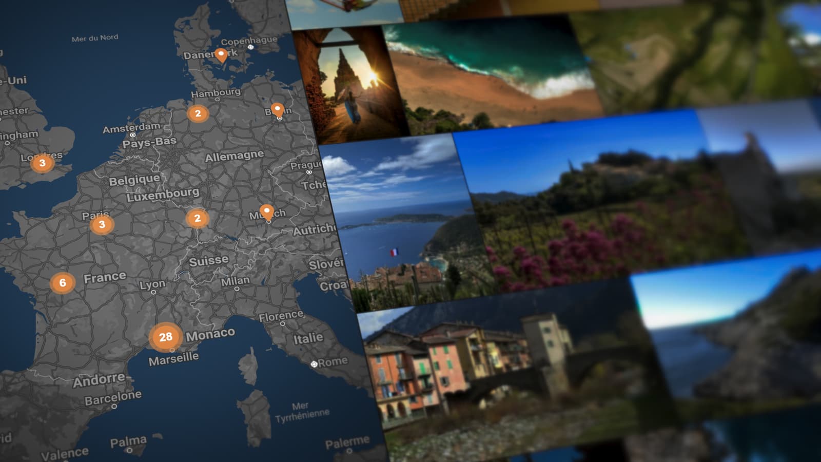 Interface for the Ephoto Dam digital asset management solution, showing the location of media with a Maps map.
