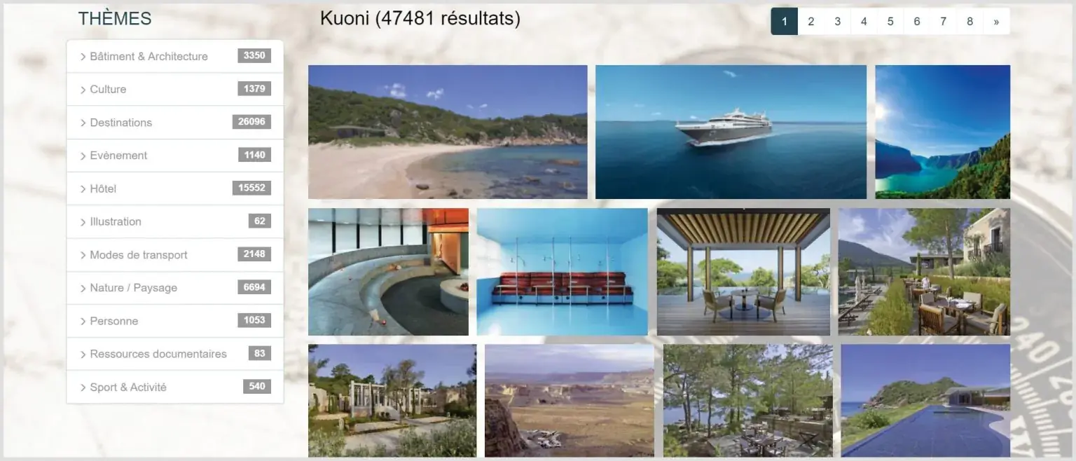 Kuoni's Front Office interface showing their media.
