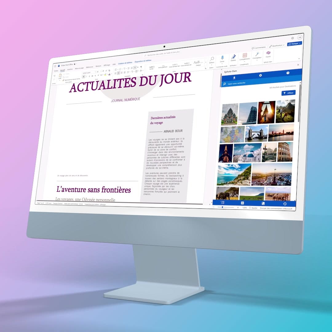 Ephoto Dam plugin interface for Microsoft Word