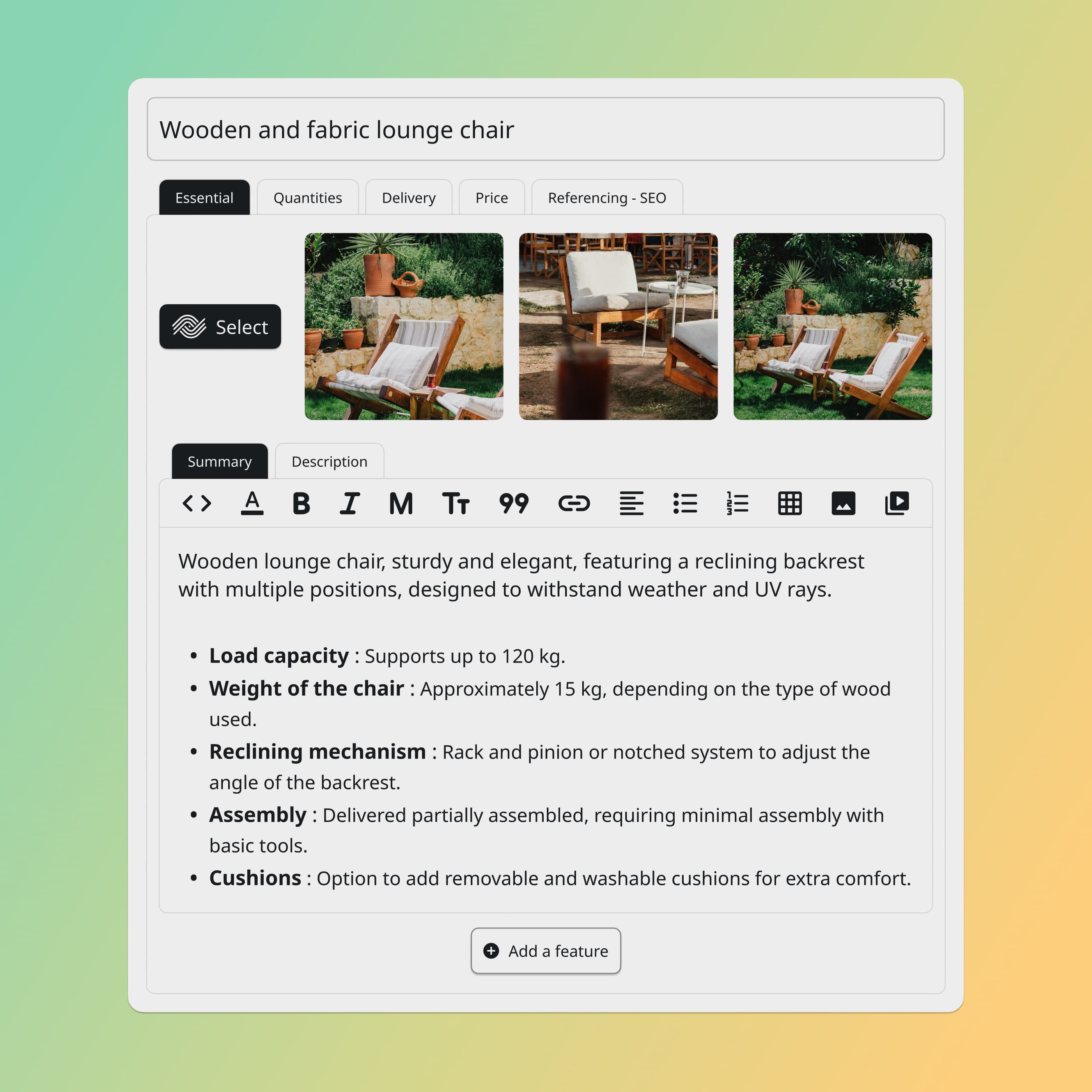 Prestashop interface with the Ephoto Dam plugin for managing media and integrating images into product sheets.
