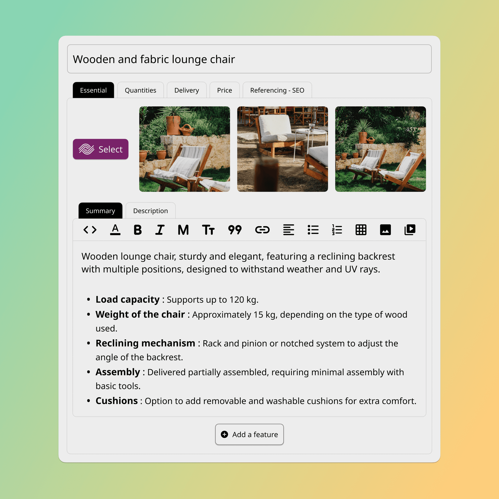 Prestashop interface with the Ephoto Dam plugin for managing media and integrating images into product sheets.